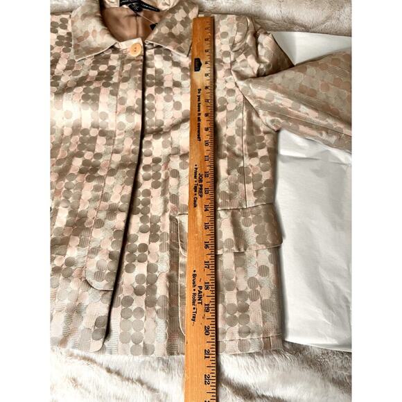Ellen Tracy womens size 6 blazer silk geometric pattern peach/beige Girlboss - Picture 4 of 10